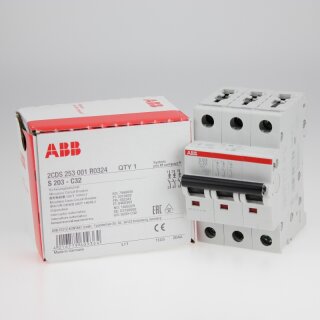 ABB S203-C32 Sicherungsautomat C-Char.,6kA,32A,3P