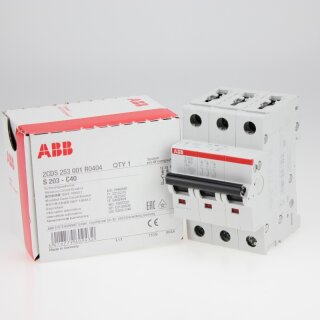 ABB S203-C40 Sicherungsautomat C-Char.,6kA,40A,3P
