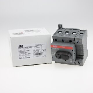 ABB OT63F4N2 Lasttrennschalter 4-polig 63A m. schwarzem Knebelgriff Trägerplatten- und DIN-Schienenmontage