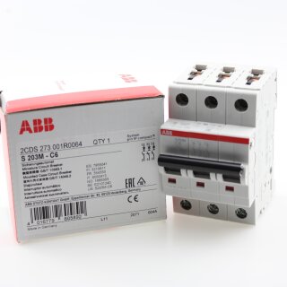 ABB S203M-C6 Sicherungsautomat C-Char., 10kA,6A, 3P