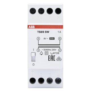 ABB TS8/8SW Klingeltrafo 230V 8VA,8V,EIN/AUS Schalter