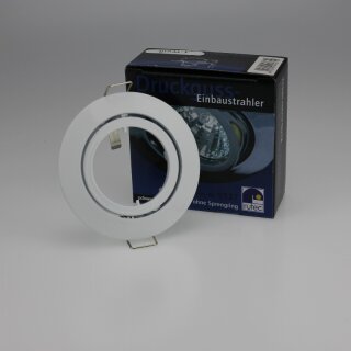 Rutec Einbaustrahler rund ALU5537-1M weiß-matt schwenkbar, ohne Sprengring, inkl. Osram LED GU10 4,5W 2700K und Fassung