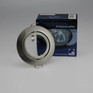 Einbaustrahler rund ALU5537-5 eisen gebürstet, schwenkbar, ohne Sprengring, inkl. Osram LED GU10 4,5W 2700K und Fassung