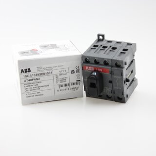 ABB OT40F4N2 Lasttrennschalter 4-polig 40A m. schwarzem Knebelgriff Trägerplatten- und DIN-Schienenmontage