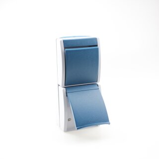 Busch-Jäger Typ 2601/6/20EW-53 Kombination SCHUKO® Steckdose mit Schalter 2-fach, Aus- und Wechselschaltung 2 P + E-polig, grau/blaugrün - ocean®
